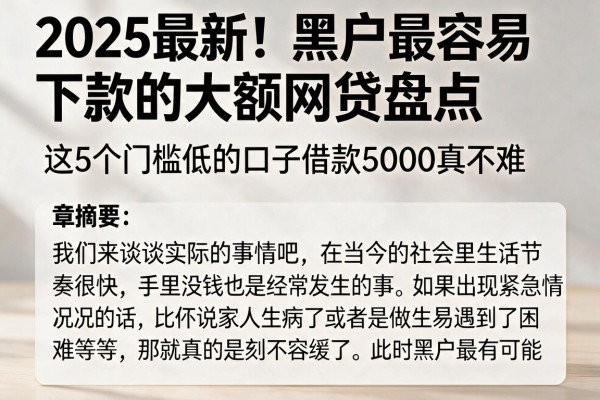 2025最新！黑户最容易下款的大额网贷盘点，这5个门槛低的口子借款5000真不难
