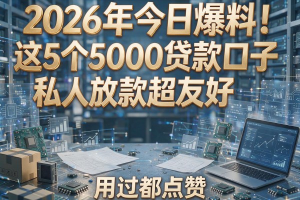 2026年今日爆料!这5个5000贷款口子私人放款超友好,用过都点赞
