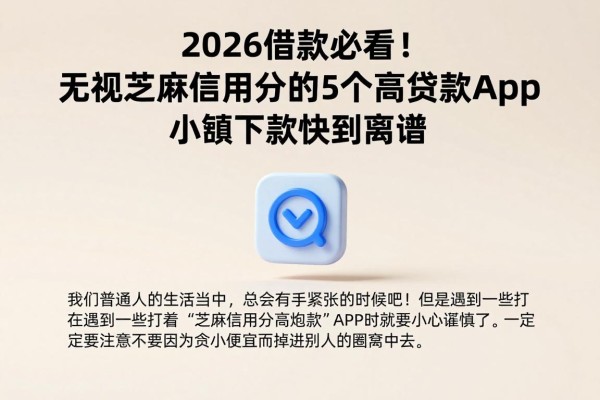 2026借款必看！无视芝麻信用分的5个高炮贷款app，小额下款快到离谱