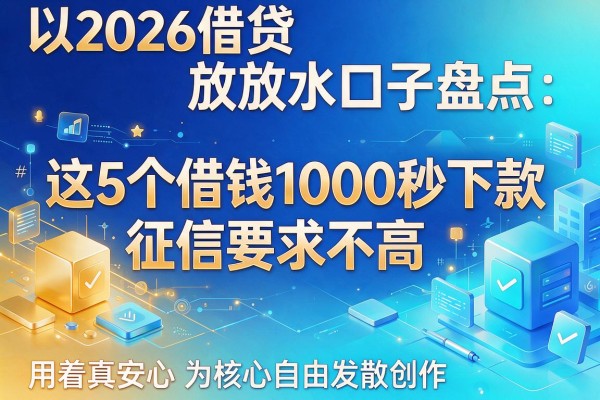 2026借贷放水口子盘点:这5个借钱1000秒下款、征信要求不高,用着真安心