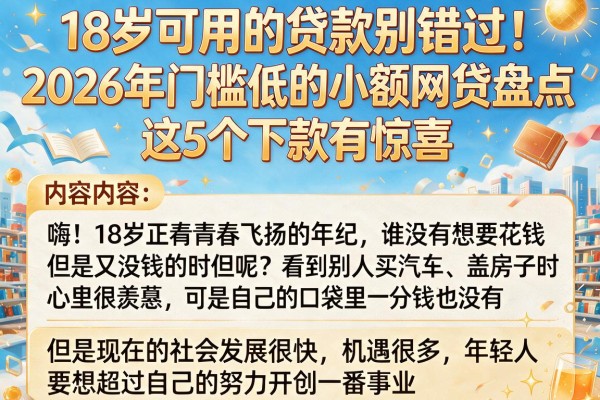 18岁可用的贷款别错过!2026年门槛低的小额网贷盘点,这5个下款有惊喜