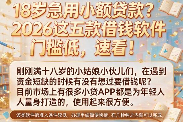 18岁急用小额贷款?2026这五款借钱软件门槛低,速看!
