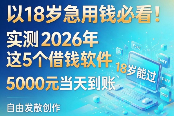 18岁急用钱必看!实测2026年这5个借钱软件18岁能过,5000元当天到账