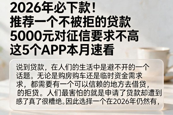 2026年必下款!推荐一个不被拒的贷款,5000元对征信要求不高,这5个APP本月速看