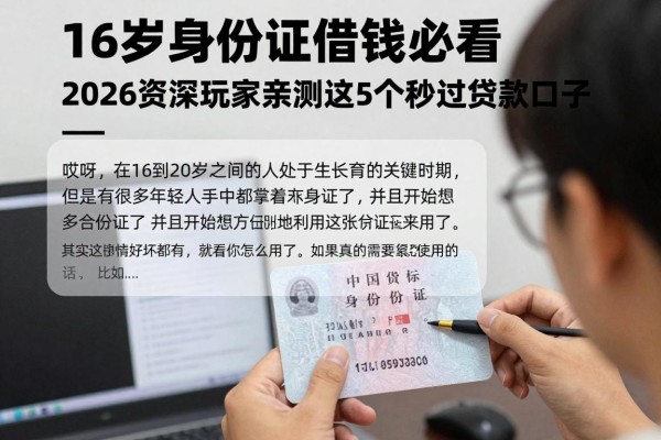 16岁身份证借钱必看！2026资深玩家亲测这5个秒过贷款口子