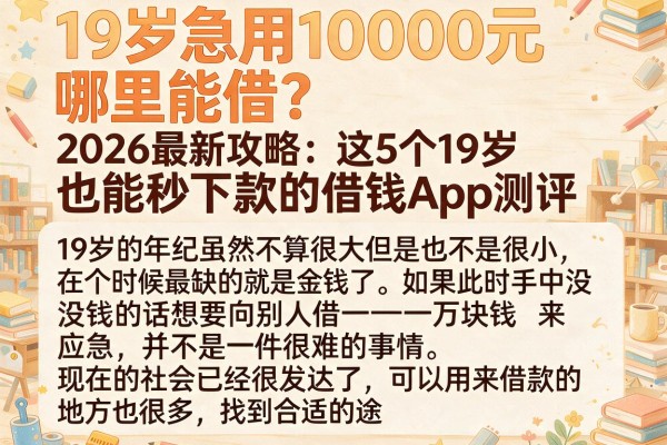 19岁急用10000元哪里能借?2026最新攻略:这5个19岁也能秒下款的借钱App测评