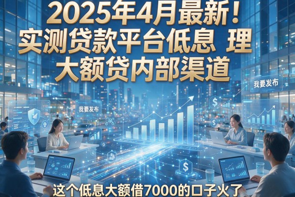 2025年4月最新！实测贷款平台低息大额贷内部渠道，这个低息大额借7000的口子火了