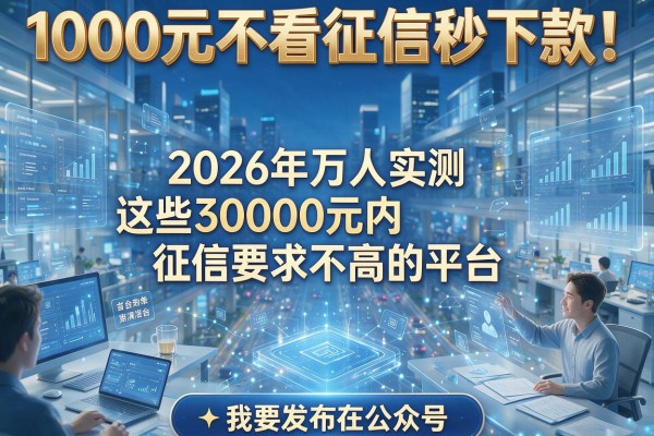 1000元不看征信秒下款!2026年万人实测这些30000元内征信要求不高的平台