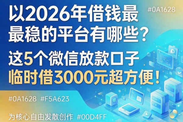 2026年借钱最稳的平台有哪些？这5个微信放款口子，临时借3000元超方便！