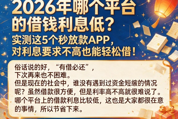 2026年哪个平台的借钱利息低?实测这5个秒放款APP,对利息要求不高也能轻松借!