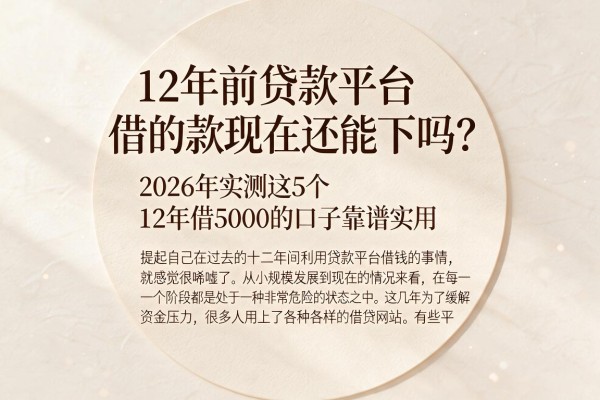 12年前贷款平台借的款现在还能下吗？2026年实测这5个12年借5000的口子靠谱实用