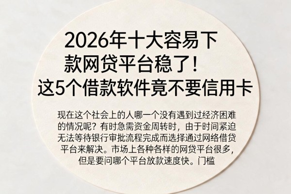 2026年十大容易下款网贷平台稳了!这5个借款软件竟不要信用卡