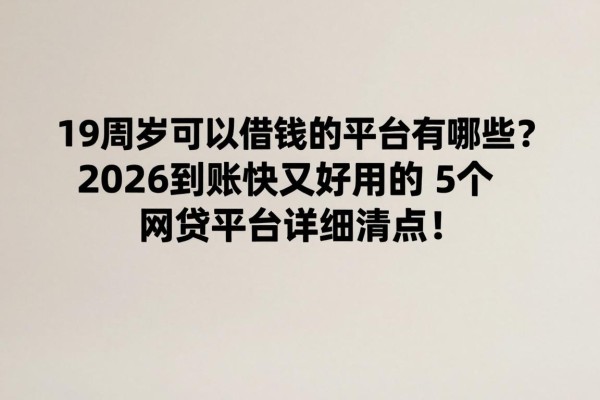 19周岁可以借钱的平台有哪些?2026到账快又好用的5个网贷平台详细清点!