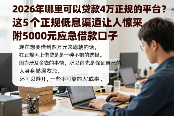 2026年哪里可以贷款4万正规的平台?这5个正规低息渠道让人惊呆,附5000元应急借款口子