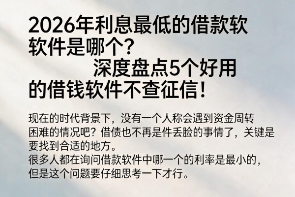2026年利息最低的借款软件是哪个?深度盘点5个好用的借钱软件不查征信!