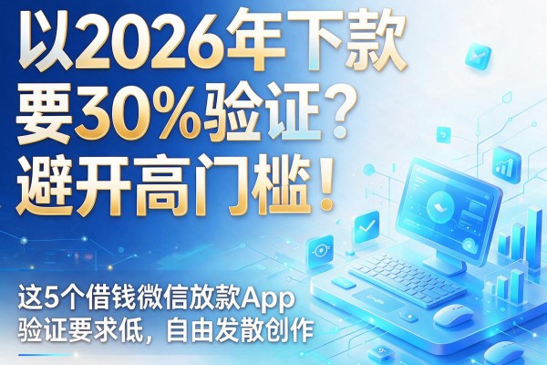 2026年下款要30%验证？避开高门槛！这5个借钱微信放款App验证要求低