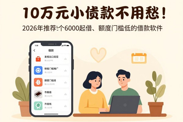 10万元小额贷款不用愁!2026年推荐5个6000起借、额度门槛低的借款软件