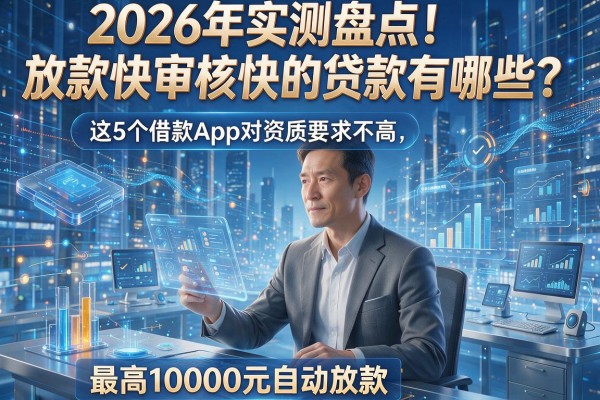 2026年实测盘点!放款快审核快的贷款有哪些?这5个借款App对资质要求不高,最高10000元自动放款!