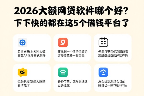 2026大额网贷软件哪个好？下款快的都在这5个借钱平台里了，赶紧收藏！