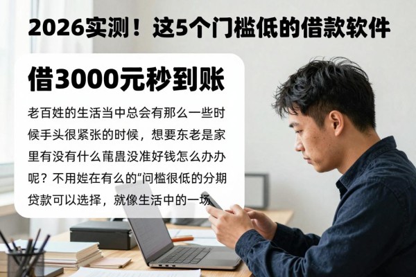 2026实测!这5个门槛低的分期借款软件,借3000元秒到账
