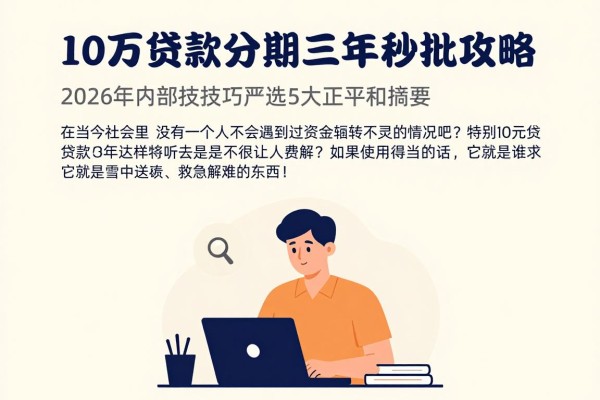 10万贷款分期三年秒批攻略!2026年内部技巧严选5大正规平台