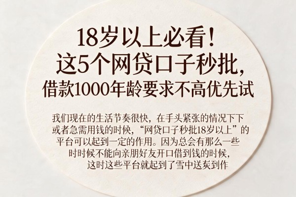 18岁以上必看!这5个网贷口子秒批,借款1000年龄要求不高优先试
