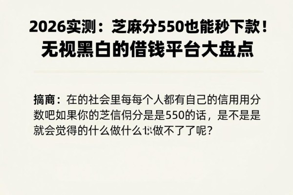 2026实测：芝麻分550也能秒下款！无视黑白的借钱平台大盘点