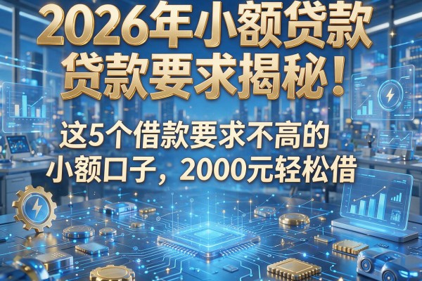 2026年小额贷款贷款要求揭秘！这5个借款要求不高的小额口子，2000元轻松借！