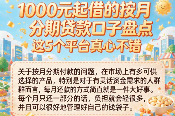 1000元起借的按月分期贷款口子盘点,这5个平台真心不错