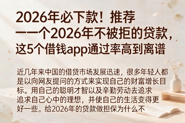 2026年必下款!推荐一个2026年不被拒的贷款,这5个借钱app通过率高到离谱