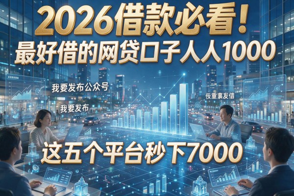 2026借款必看!最好借的网贷口子人人1000,这五个平台秒下7000
