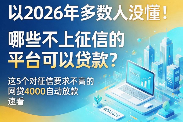 2026年多数人没懂！哪些不上征信的平台可以贷款？这5个对征信要求不高的网贷4000自动放款app速看