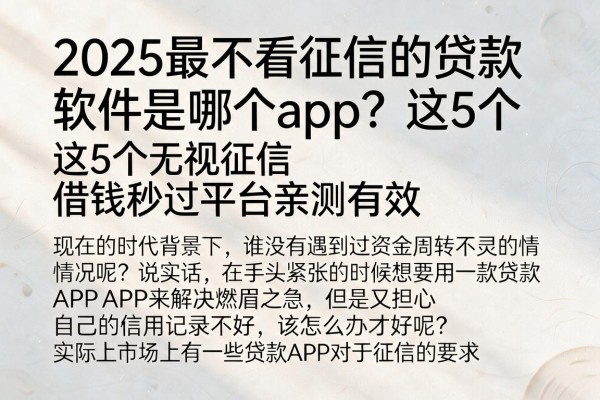 2025最不看征信的贷款软件是哪个app？这5个无视征信借钱秒过平台亲测有效