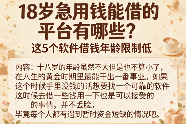 18岁急用钱能借的平台有哪些?这5个软件借钱年龄限制低