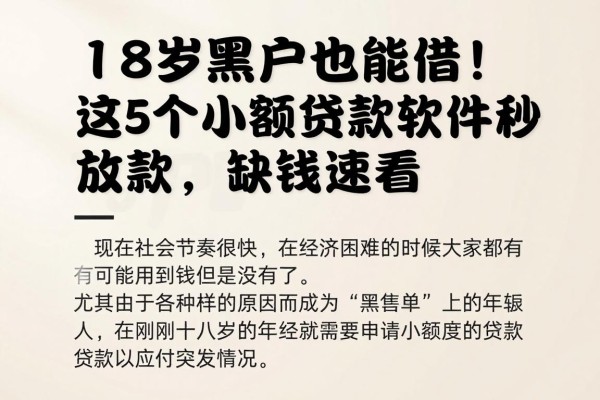 18岁黑户也能借!这5个小额贷款软件秒放款,缺钱速看