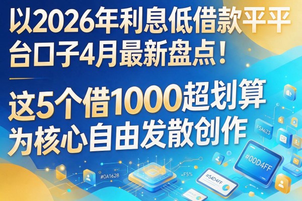 2026年利息低借款平台口子4月最新盘点!这5个借1000超划算