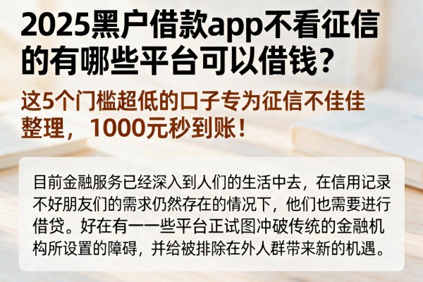 2025黑户借款app不看征信的有哪些平台可以借钱?这5个门槛超低的口子专为征信不佳整理,1000元秒到账!