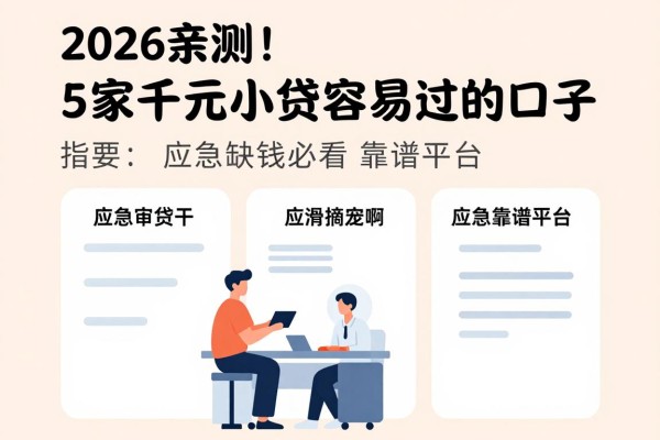 2026亲测!5家千元小贷容易过的口子,应急缺钱必看靠谱平台