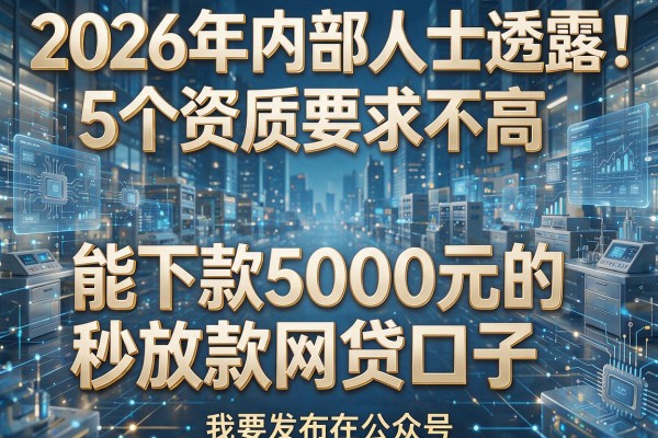 2026年内部人士透露:5个资质要求不高、能下款5000元的秒放款网贷口子!