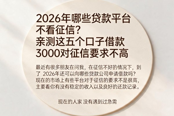 2026年哪些贷款平台不看征信？亲测这五个口子借款3000对征信要求不高