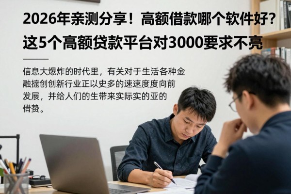2026年亲测分享!高额借款哪个软件好?这5个高额贷款平台对3000要求不高