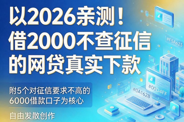 2026亲测！借2000不查征信的网贷真实下款，附5个对征信要求不高的6000借款口子