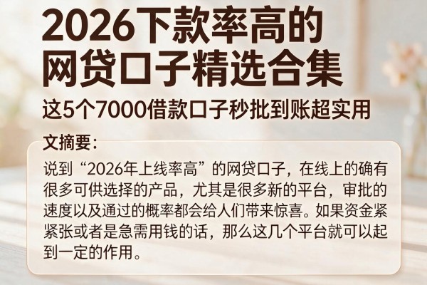 2026下款率高的网贷口子精选合集,这5个7000借款口子秒批到账超实用