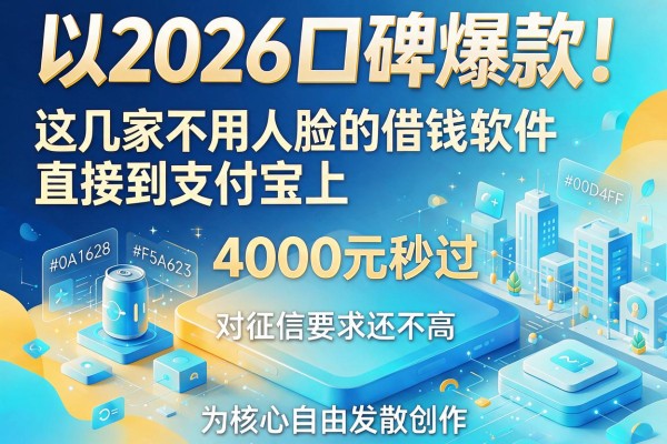 2026口碑爆款!这几家不用人脸的借钱软件直接到支付宝上,4000元秒过,对征信要求还不高