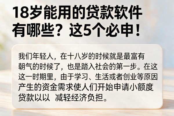 18岁能用的贷款软件有哪些？这5个必申！