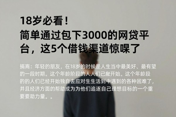 18岁必看!简单通过包下3000的网贷平台,这5个借钱渠道惊呆了