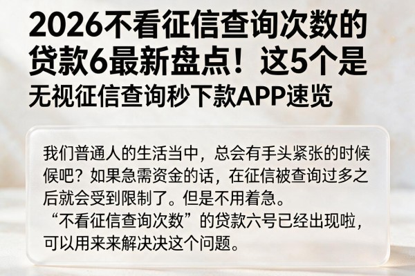 2026不看征信查询次数的贷款6最新盘点!这5个无视征信查询秒下款APP速览
