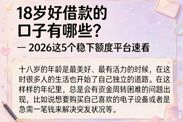 18岁好借款的口子有哪些？2026这5个稳下额度平台速看