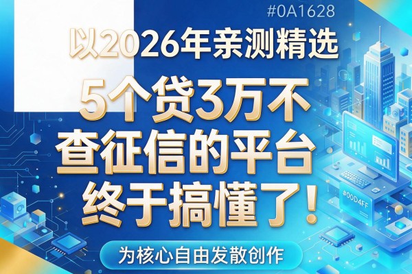 2026年亲测精选：5个贷3万不查征信的平台，终于搞懂了！