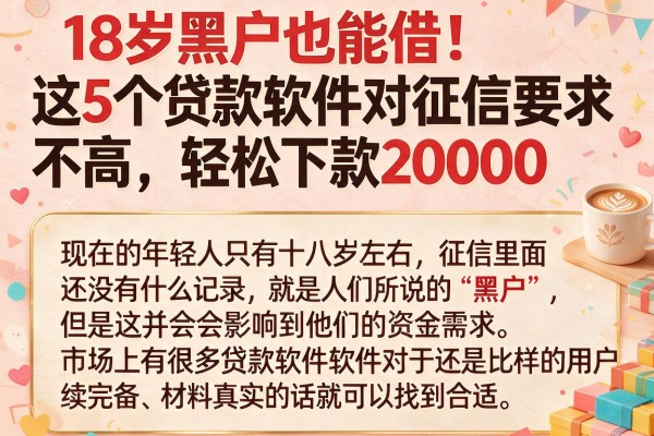 18岁黑户也能借!这5个贷款软件对征信要求不高,轻松下款20000